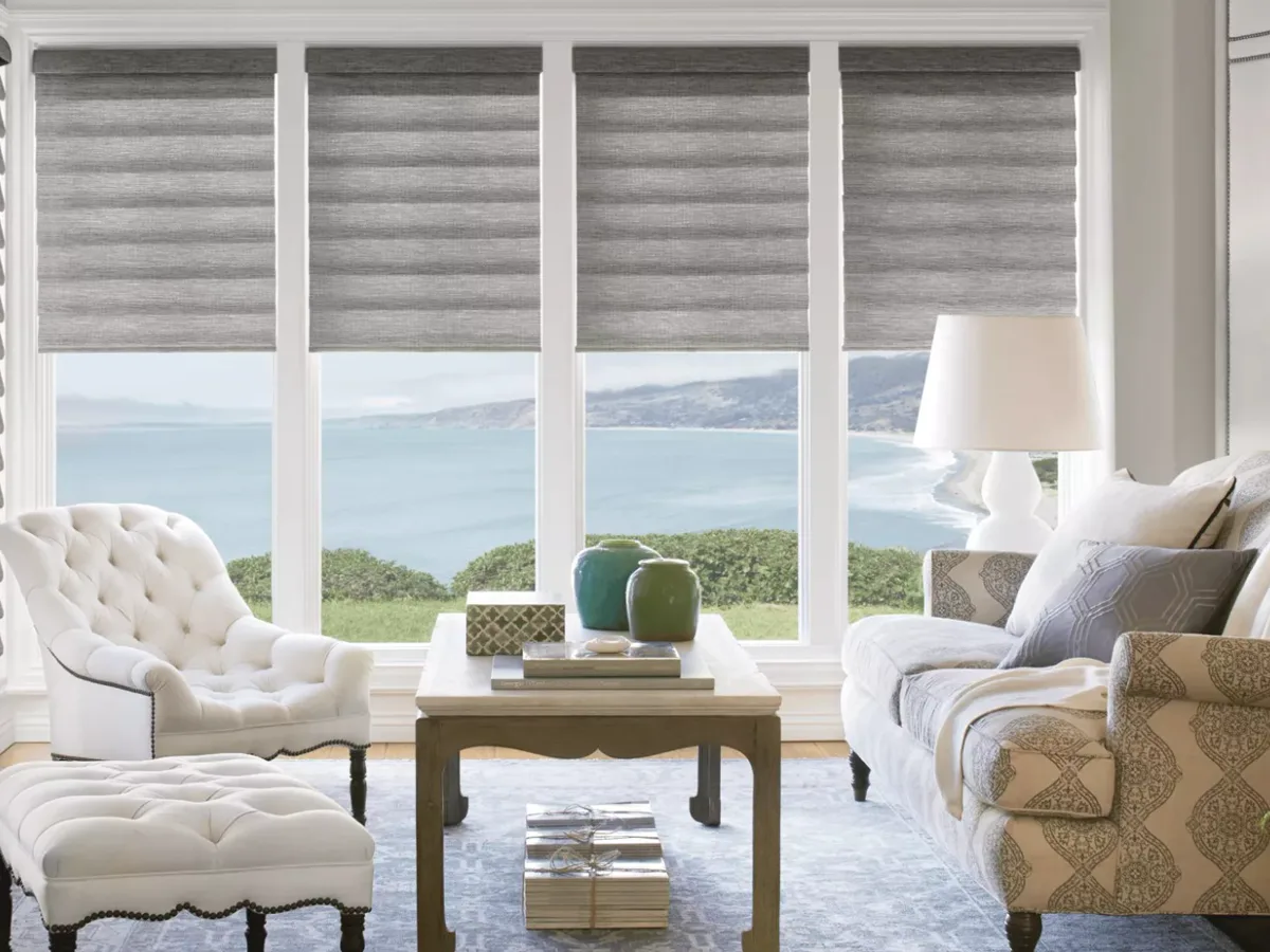 Hunter Douglas Vignette modern Roman shades with uniform horizontal folds